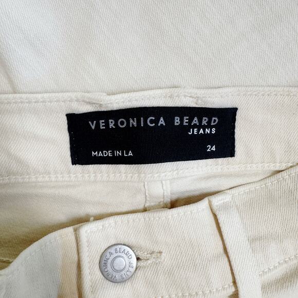 Veronica Beard | Women's Ecru Sheridan Flare High Rise Jeans | Size: 24 - Picture 3 of 8